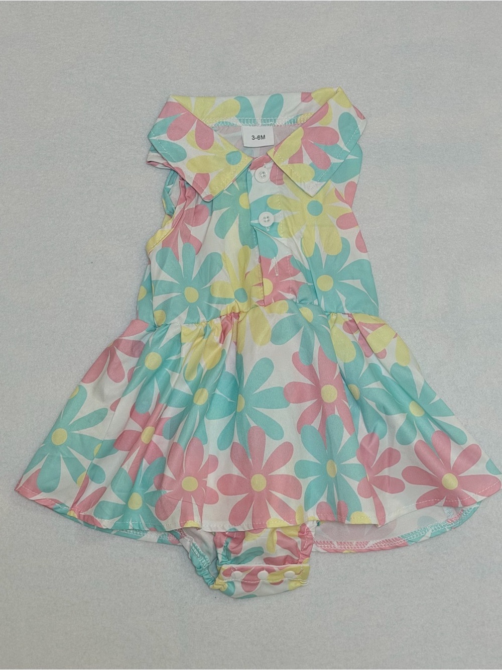 Baby Girl Floral Dress Bodysuit 3-6M Pastel Daisy
Print Collared NWT